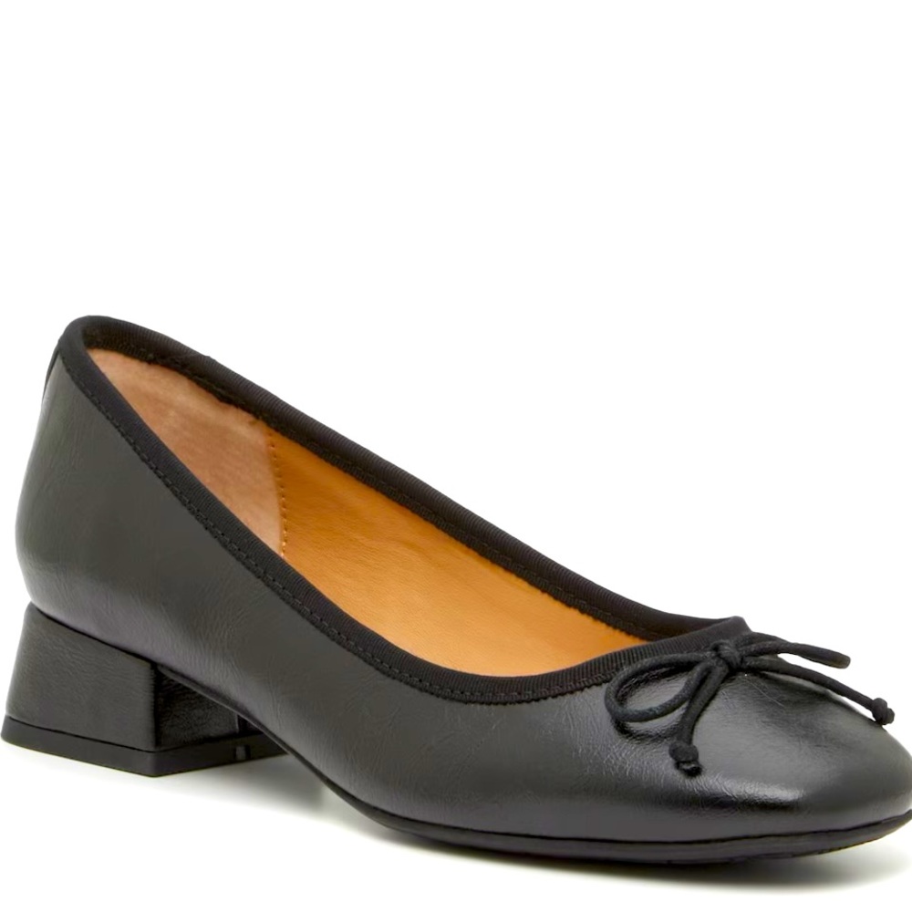 BLOCK KITTEN HEEL BALLET FLATS